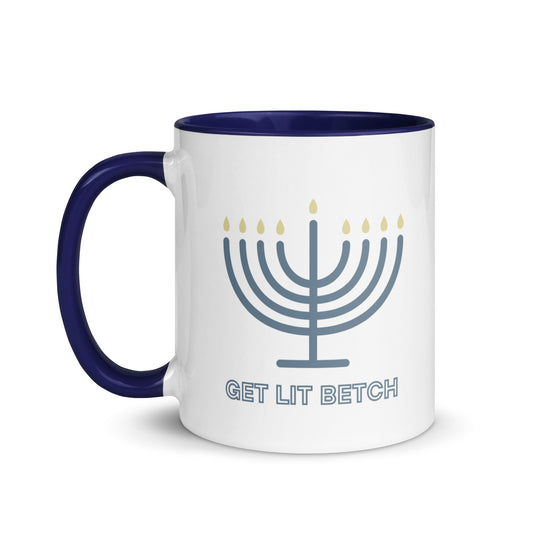 Get Lit Hanukkah Menorah Mug (2 Mug Colors Available)